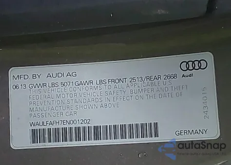 2014 Audi A5 2.0T Premium из США, поврежденный, VIN WAULFAFH7EN001202